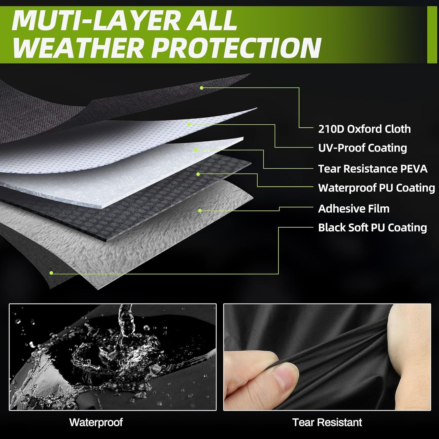 Car Covers for Beetle Bug Sedan 2-Door 1960-1980 Waterproof All Weather Full Car Cover 210D with Door Zipper & Windproof Bands for Snow Rain Dust Hail Protection Black