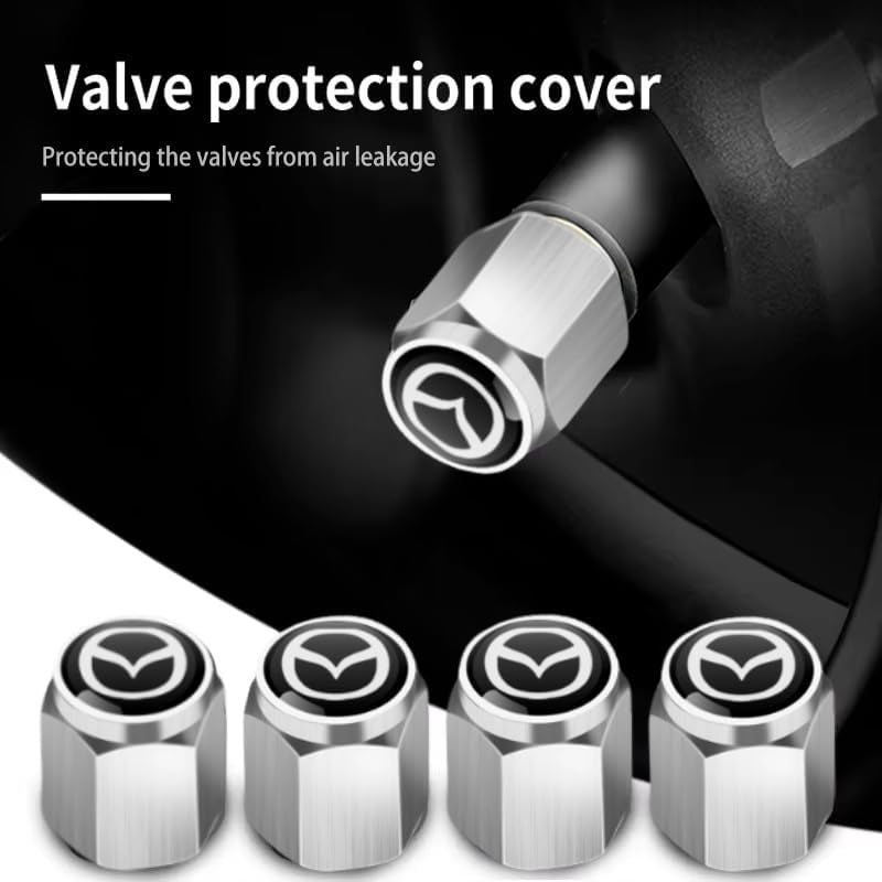 Car Wheel Tire Valve Stem Caps for Mazda BT-50 2006-2023,Tire Valve Caps Stem Covers Dust Caps for Car Tyres Car Wheel Air Cover Tire Air Cap Car Accessories,Silver-A