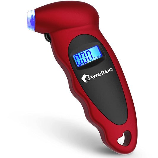 Digital Tire Pressure Gauge 150 PSI, 4 Settings, Tire Gauge for Car, Truck, Motorcycle, Bicycle with Backlit LCD and Non-Slip Grip (Red)