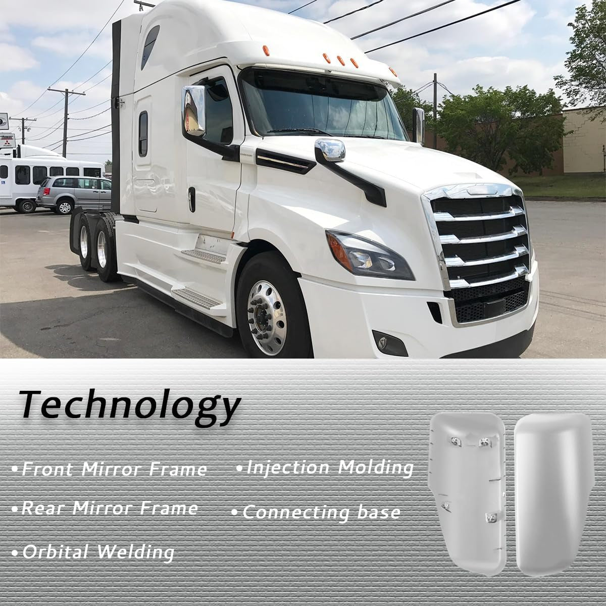 Pair of Truck Mirror Covers Chrome Housing Door Rearview Door Side Mirror Covers for 2018+ Freightliner Cascadia
