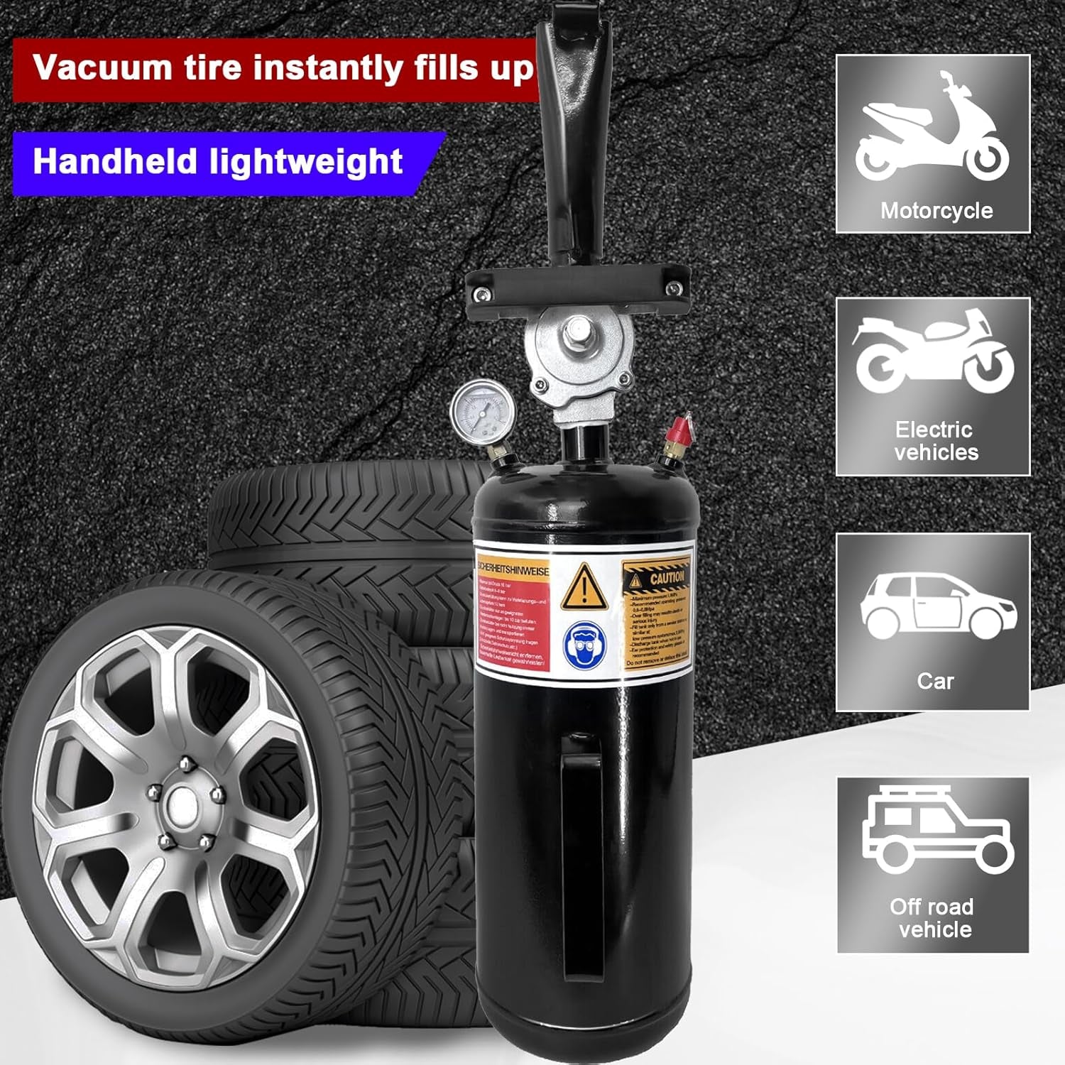 Tire Bead Seater, 3Gal / 11.4L Air Bead Blaster Tire Inflator, Handheld Tire Air Blaster, Wheel Trigger Seating Tool Inflator for Tractor Truck ATV Car, 87-116 PSI Operating Pressure