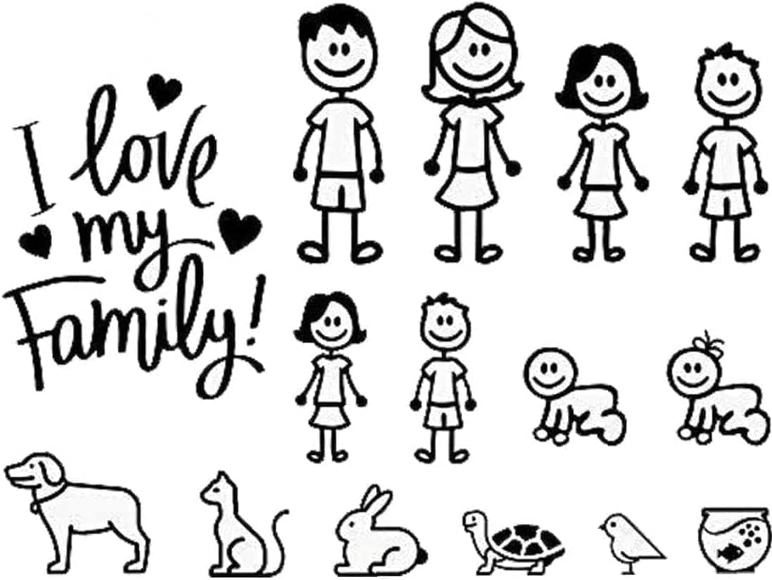 White Car Sticker I Love My Family Car Bling Stickers and Decals Pet Cat Dog Animal Decal for Car Window Phone Notebook Decorative Cars Walls Exterior Accessories