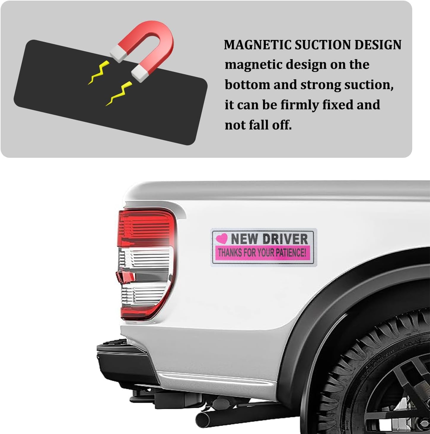2PCS Student Driver Magnet for Car,Reflective New Driver Sticker Car Decorations for Safety Warning,Essential Please Be Patient Student Driver Magnet Car Accessories (Pink 1)