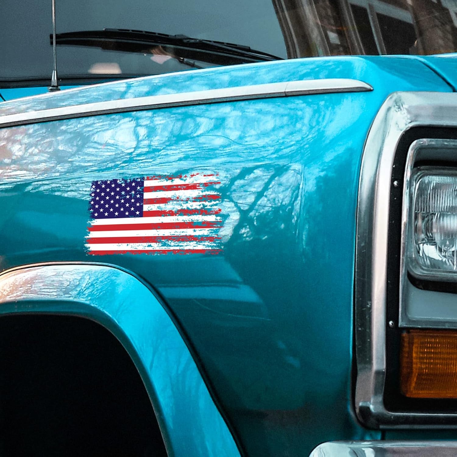 American Flag Decal - Distressed Patriotic Vinyl Bumper Sticker for Cars, Trucks & Vehicle Windows - Made in USA (5.7X3.6 Inches) - SSB