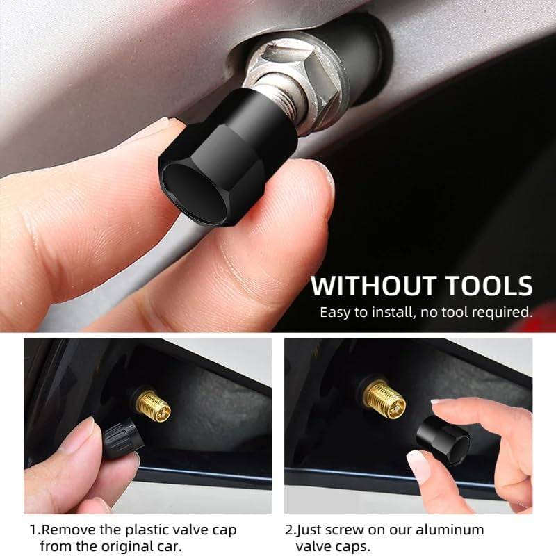 Car Wheel Tire Valve Stem Caps for Mazda 6 2018-2023,Tire Valve Caps Stem Covers Dust Caps for Car Tyres Car Wheel Air Cover Tire Air Cap Car Accessories,Black-A