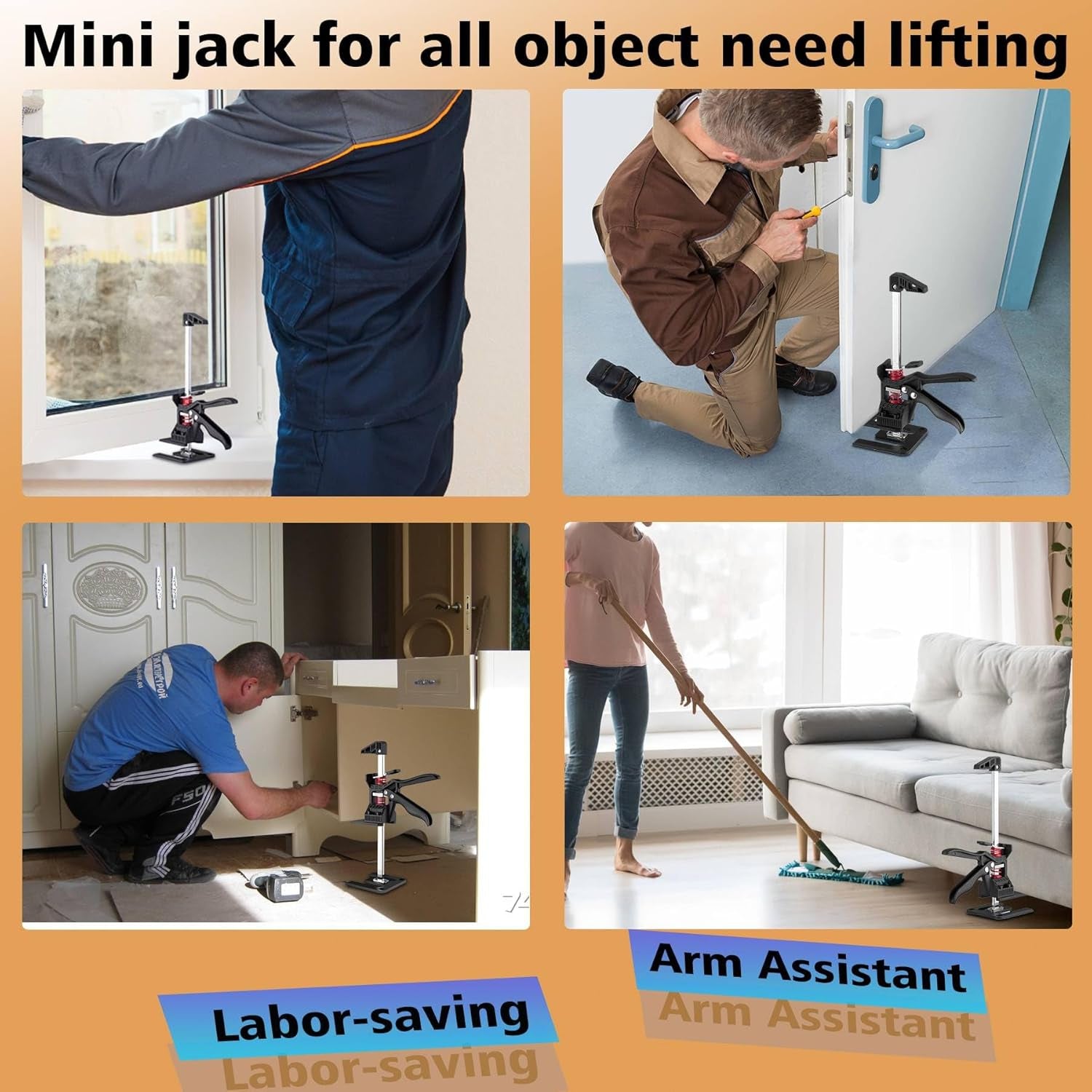 Labor Saving Arm Jack- Multifunctional Furniture Lifter Jacks,Easy Use Cabinets and Door Install Helper,All-Stainless Steel Lifting Jack
