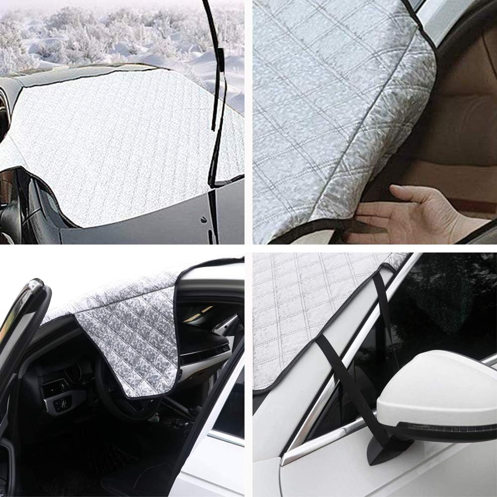 Car Windshield Snow Cover,  Magnetic Thickened Frost Guard Windshield Ice Cover, Fireproof, Waterproof Flame Retardant Fabric Suitable for Winter and Summer - 61.8''X 49.6'' Fits Most Cars