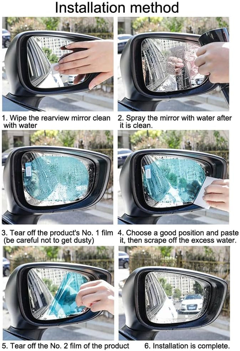 Car Rearview Mirror Film, 5.9"X3.9"Hd Nano Waterproof Rainproof Transparent Protective Sticker, Universal Car Windows, Rearview Mirrors, Protective Film for Car Rear View Mirrors Side Windows (6PCS)