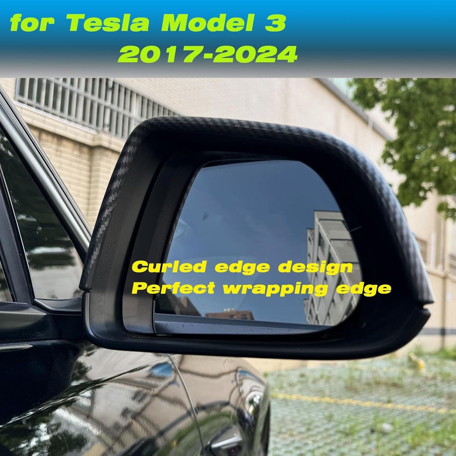 For Tesla Model 3 Rearview Mirror Guard Cover, Side Mirror Cover Exterior Accessories Fit for Tesla Model 3 2017-2025 (Model 3-Matt Black)