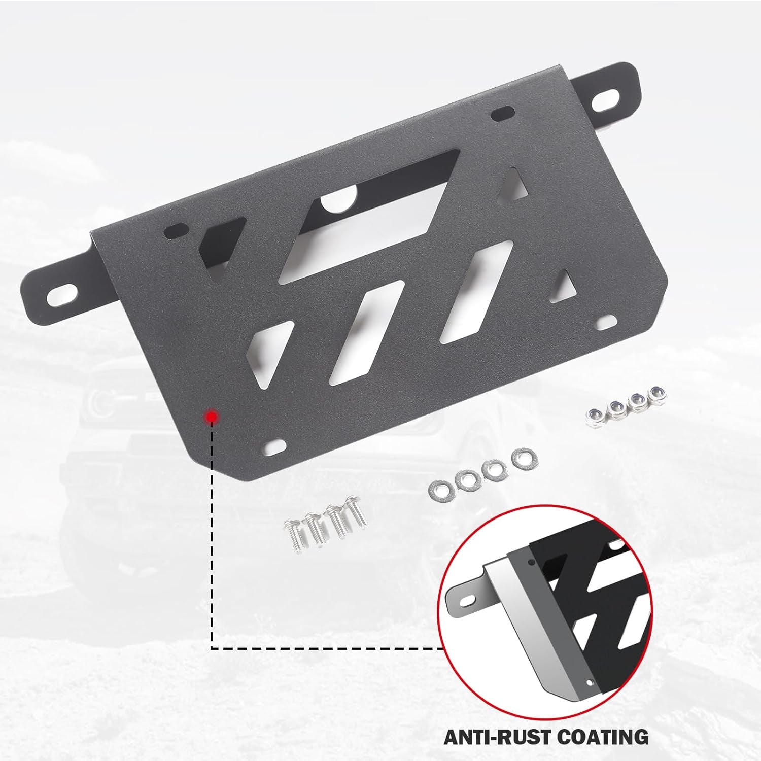 License Plate Bracket for Ford Bronco 2025 2024 2023 2022 2021 2/4-Door, Iron License Plate Frame for Heavy-Duty Modular Bumper Bronco Accessories