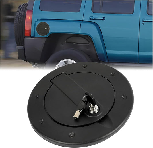 Locking Gas Cap Cover Compatible with 2003-2010 Hummer H3 H3T Fuel Tank Filler Door with Lock Aluminum Exterior Accessories (Textured Black)
