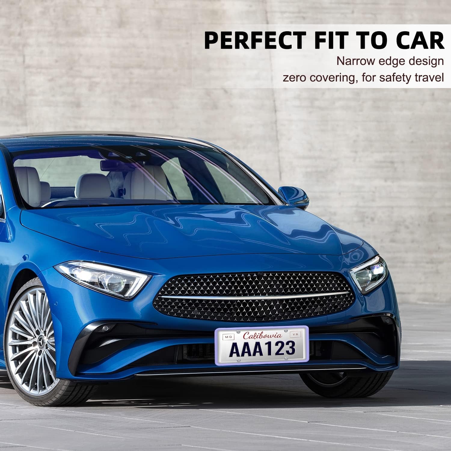 2 Pack Silicone License Plate Frame, Front Back License Plate Cover, License Plate Bracket Holder Rust-Proof Rattle-Proof Weather-Proof for US CA Standard Cars (Dark Blue)