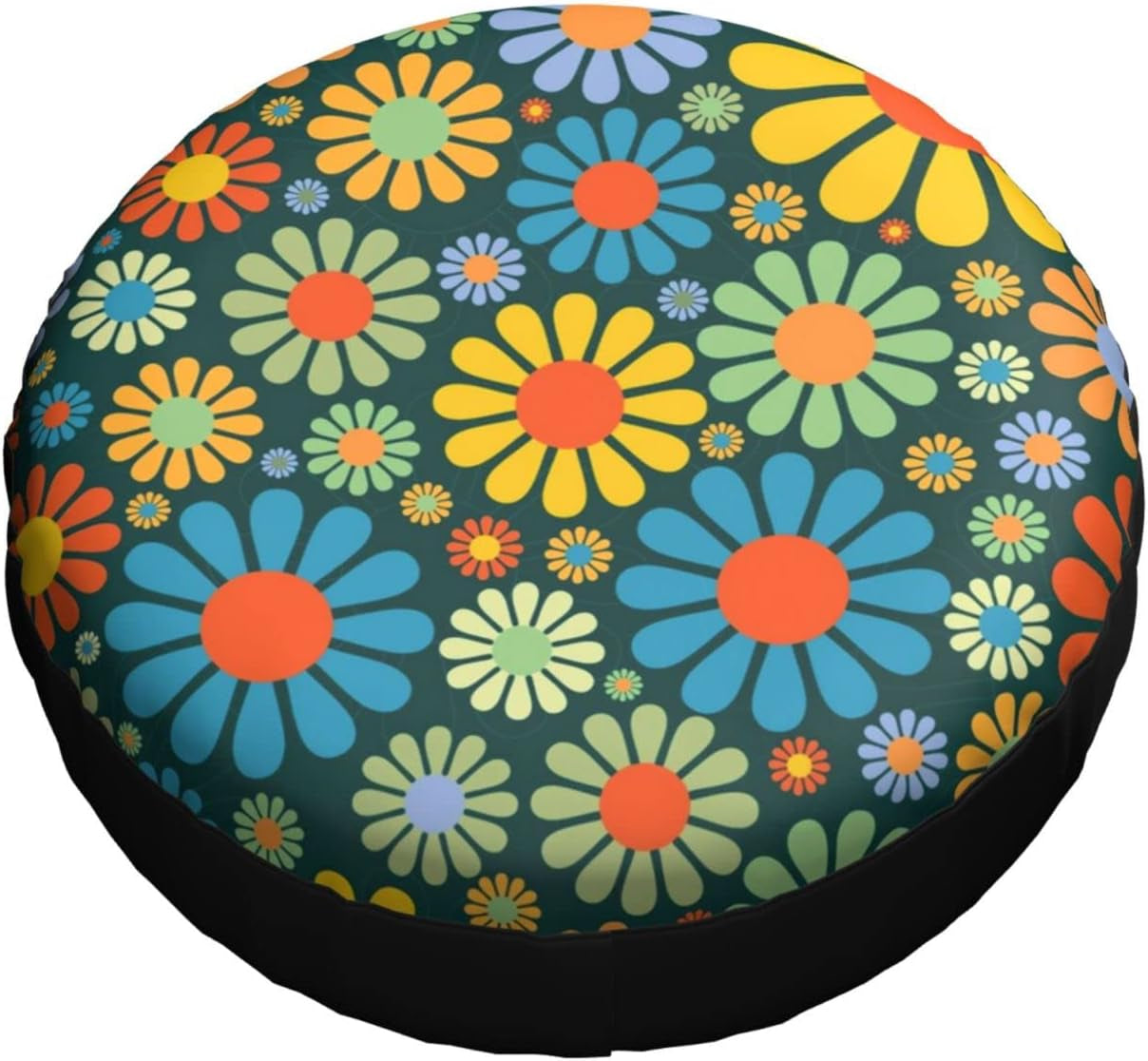 Hippie Flower Spare Tire Cover Cute Tire Covers for Rv Trailer Jeep SUV (Fit for Diameter 30"-32")
