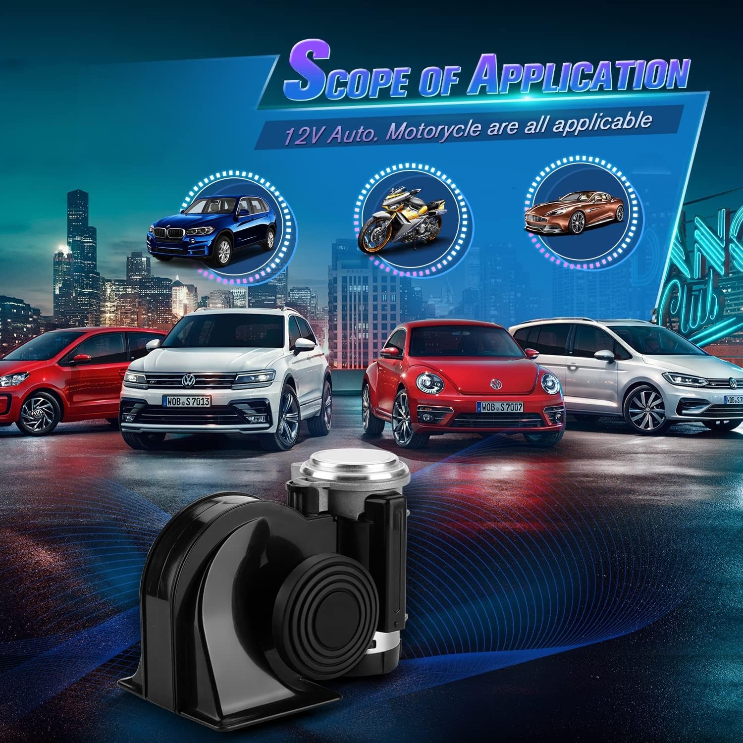 Train Horn Air Horn for Truck, 12V 150DB Snail Electric Train Horn with Automotive Relay and Wiring Harness for Any 12V Vehicles Trucks Motorcycle, Black