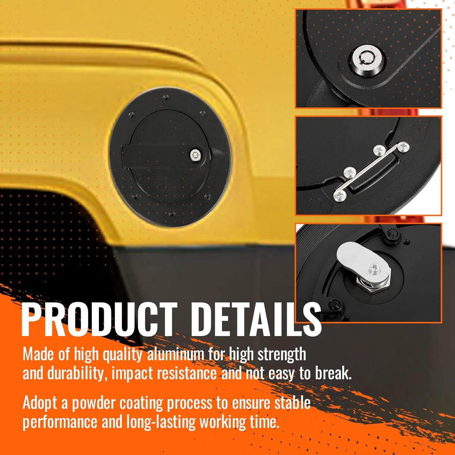 Locking Gas Cap Cover Compatible with 2003-2010 Hummer H3 H3T Fuel Tank Filler Door with Lock Aluminum Exterior Accessories (Textured Black)