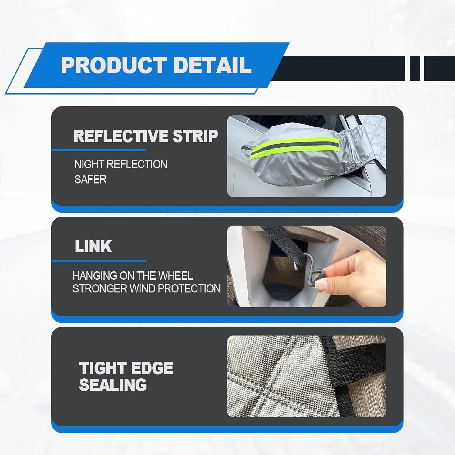 Car Magnetic Windshield Snow Cover, Heavy Duty Ultra Thick Protective Windscreen Cover 4-Layer Protection for Snow, Ice, UV & Frost Wiper Mirror Universal for Sedan, Small Suv(Silver)