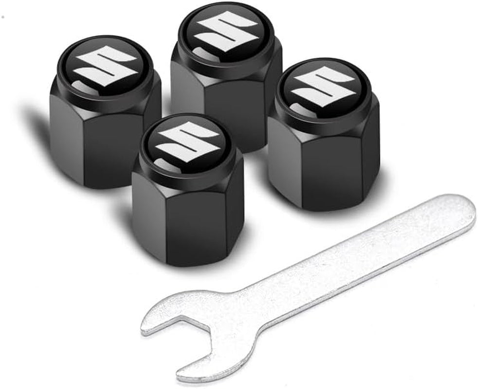 Car Wheel Tire Valve Stem Caps for Suzuki Jimny Xbee Grand Vitara,Tire Valve Caps Stem Covers Dust Caps for Car Tyres Car Wheel Air Cover Tire Air Cap Car Accessories,Black-A