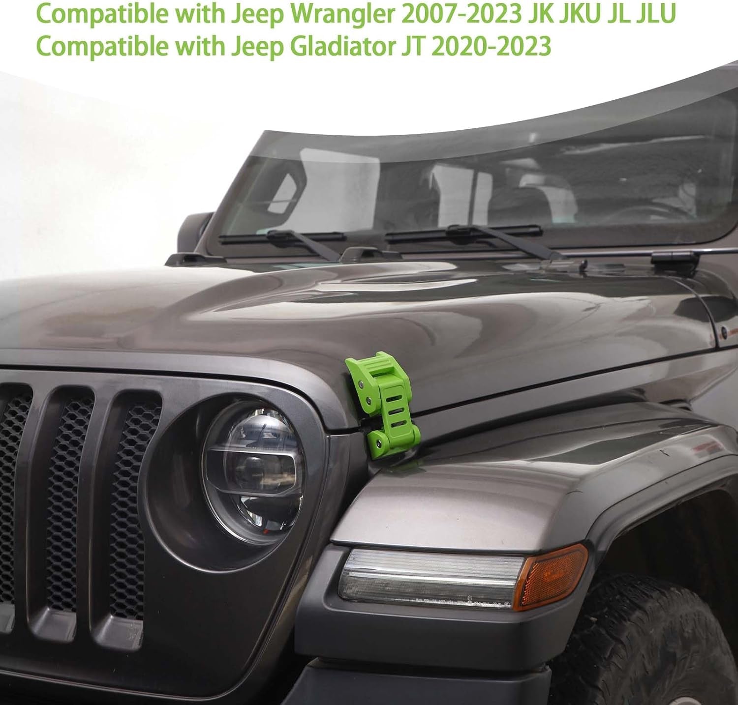 For Jeep Hood Latches Lock Catch Kit for Jeep Wrangler JK JKU 2007-2017 for Wrangler JL JLU 2018 up for Gladiator JT 2020 Up, Exterior Accessories (Green) 2Pcs