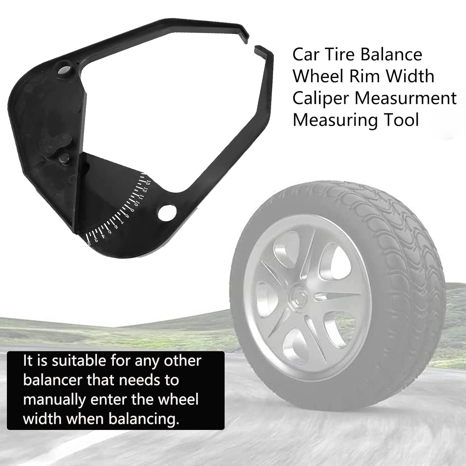 Car Tire Caliper, Wheel Caliper Tool, Wheel Width Caliper, Portable Wheel Rim Width Measuring Tool Tire Balancer Car Wheel Caliper Car Measuring Tool