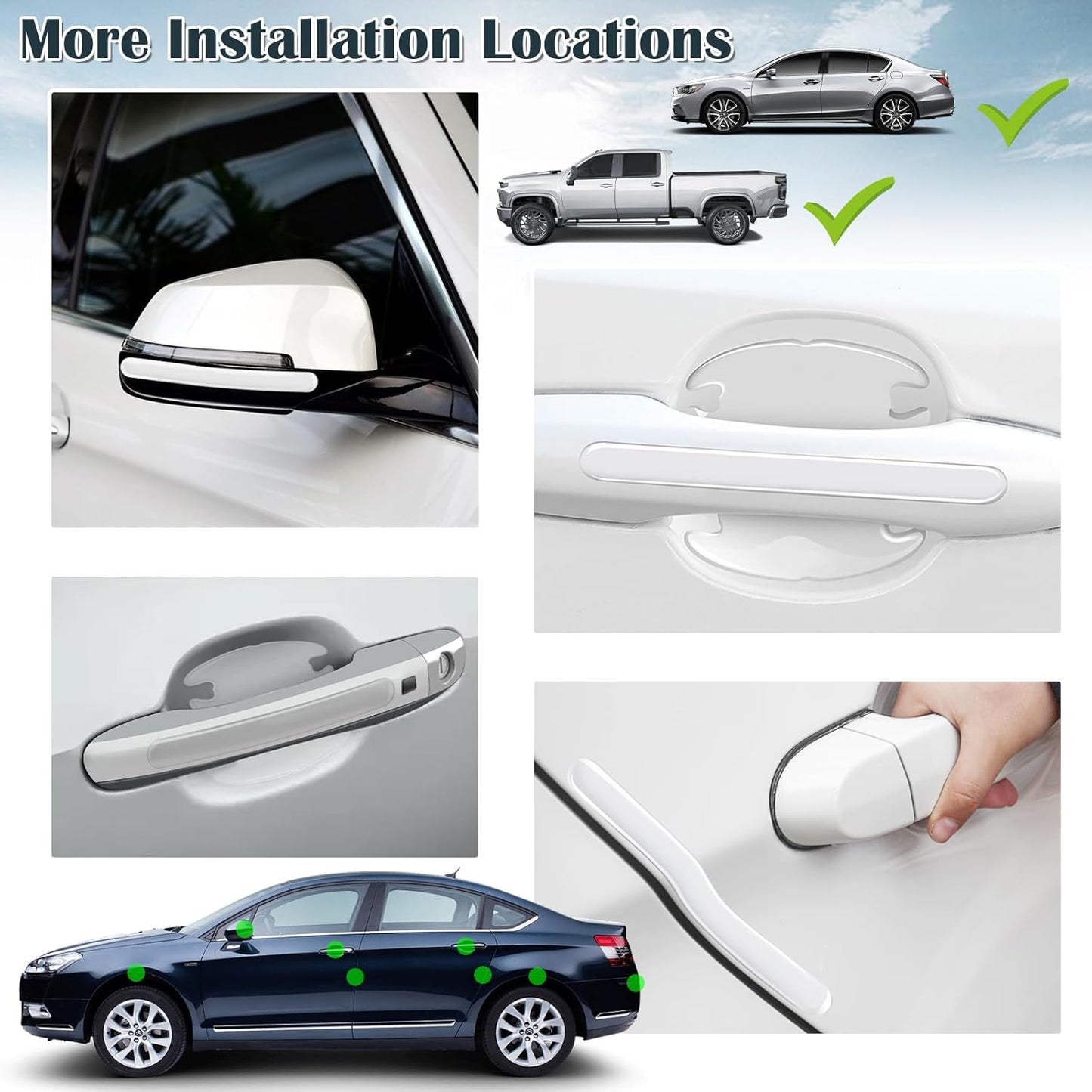 16PCS Car Door Handle Protector, Waterproof Anti-Scratch Paint Invisible Cars Door Handle Bowl Sticker Avoiding Scratches, Auto Exterior Accessories Protection Film for Most Models (Clear Transparent)