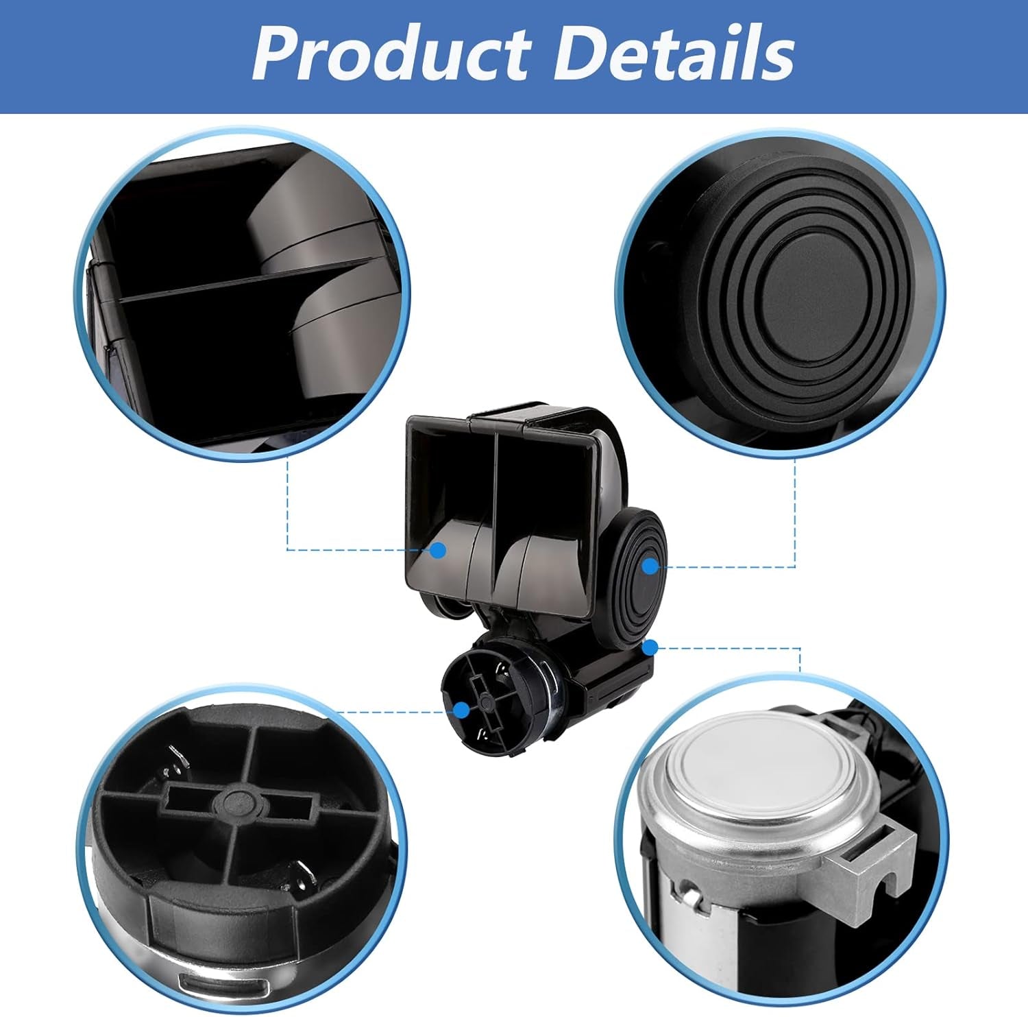 Train Horn Air Horn for Truck, 12V 150DB Snail Electric Train Horn with Automotive Relay and Wiring Harness for Any 12V Vehicles Trucks Motorcycle, Black