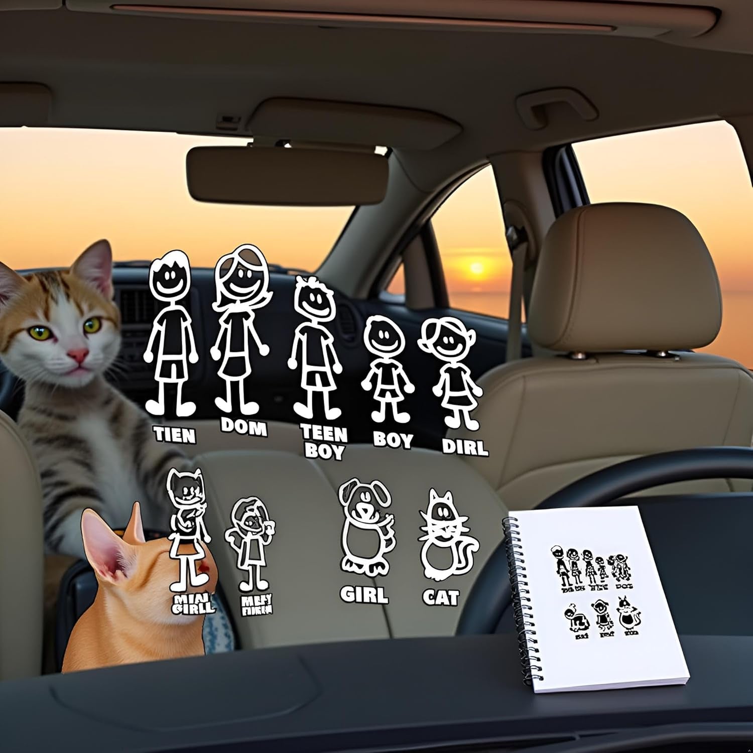 White Car Sticker I Love My Family Car Bling Stickers and Decals Pet Cat Dog Animal Decal for Car Window Phone Notebook Decorative Cars Walls Exterior Accessories