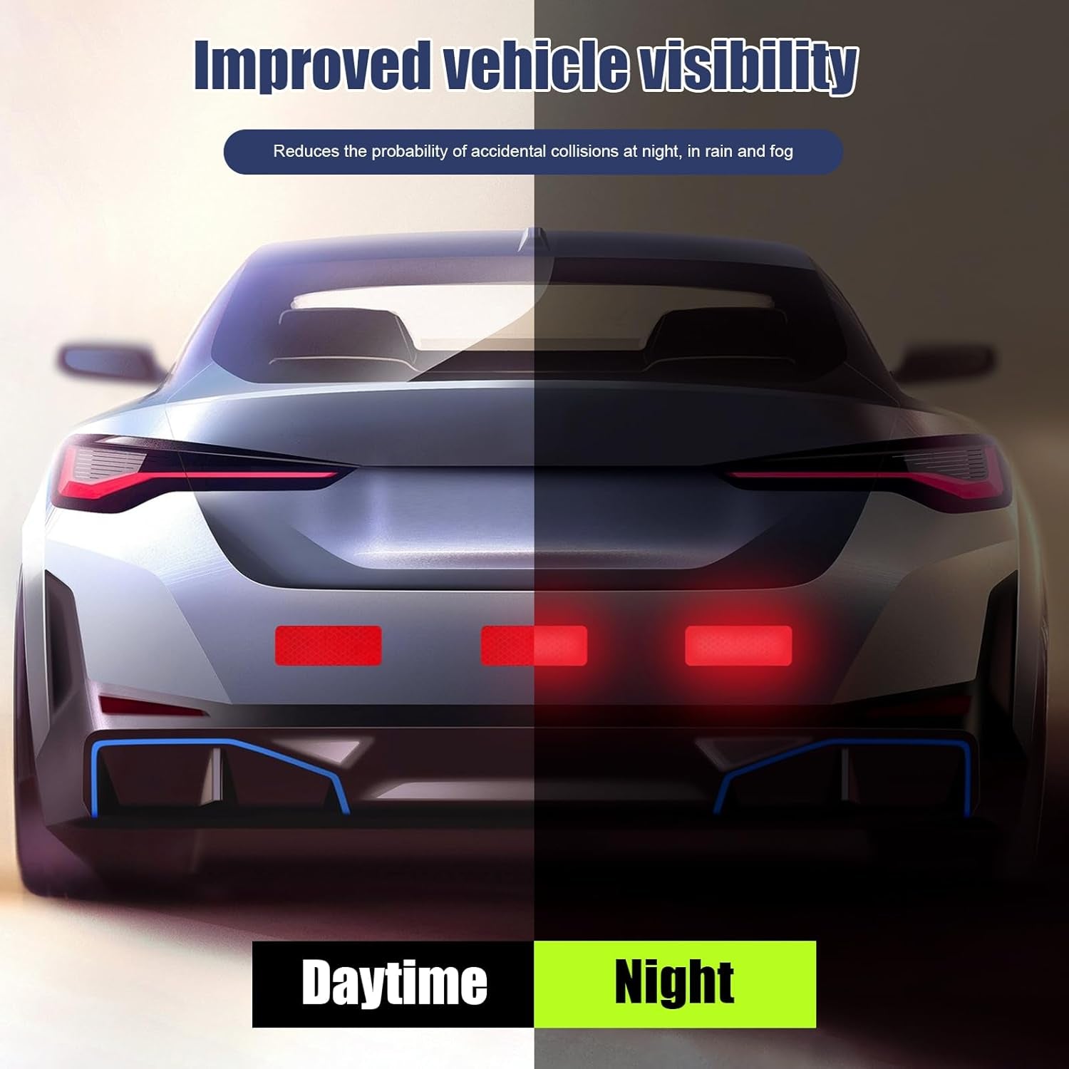 20PCS Warning Reflective Stickers, Night Visibility Safety Reflective Sticker, Waterproof Auto Reflector Tape for Bumper Clothing Trailers Motorcycle Helmet, Car Accessories (Red)