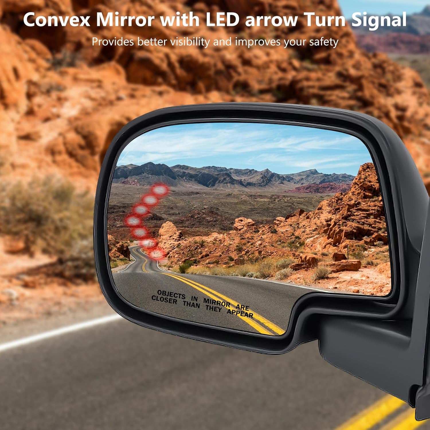 Driver Side Heated Mirror Glass Replacement Compatible with 2003-2006 Escalade, Chevy Avalanche, Silverado, Suburban, Tahoe, GMC Sierra, Yukon, Convex Mirror with Turn Signal (Left) 88944391