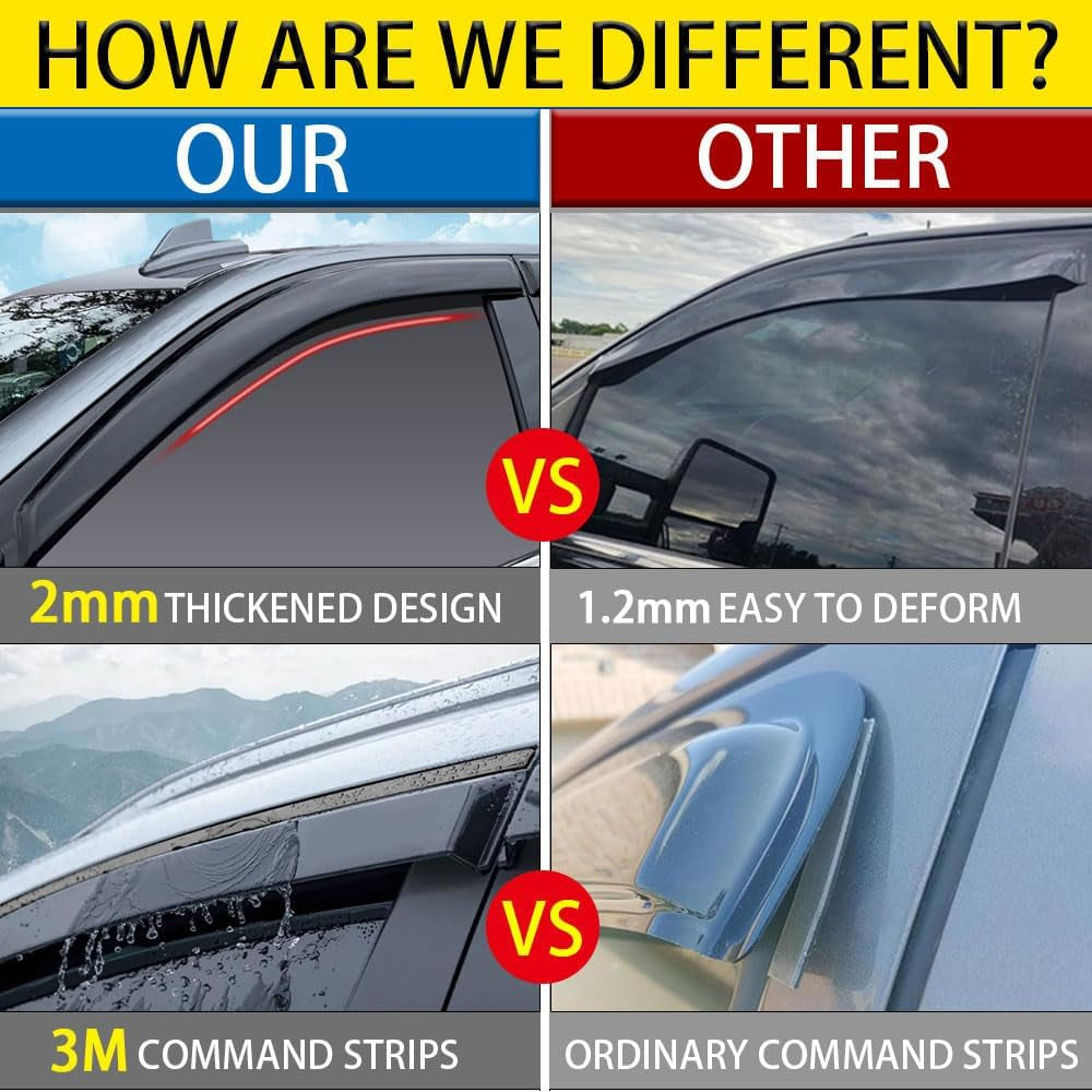 Tape-On Rain Guards for 2007-2014 Chevy Tahoe, for 2007-2014 Chevrolet Tahoe Accessories,Side Vent Visors Shades Window Deflectors for Chevrolet Tahoe