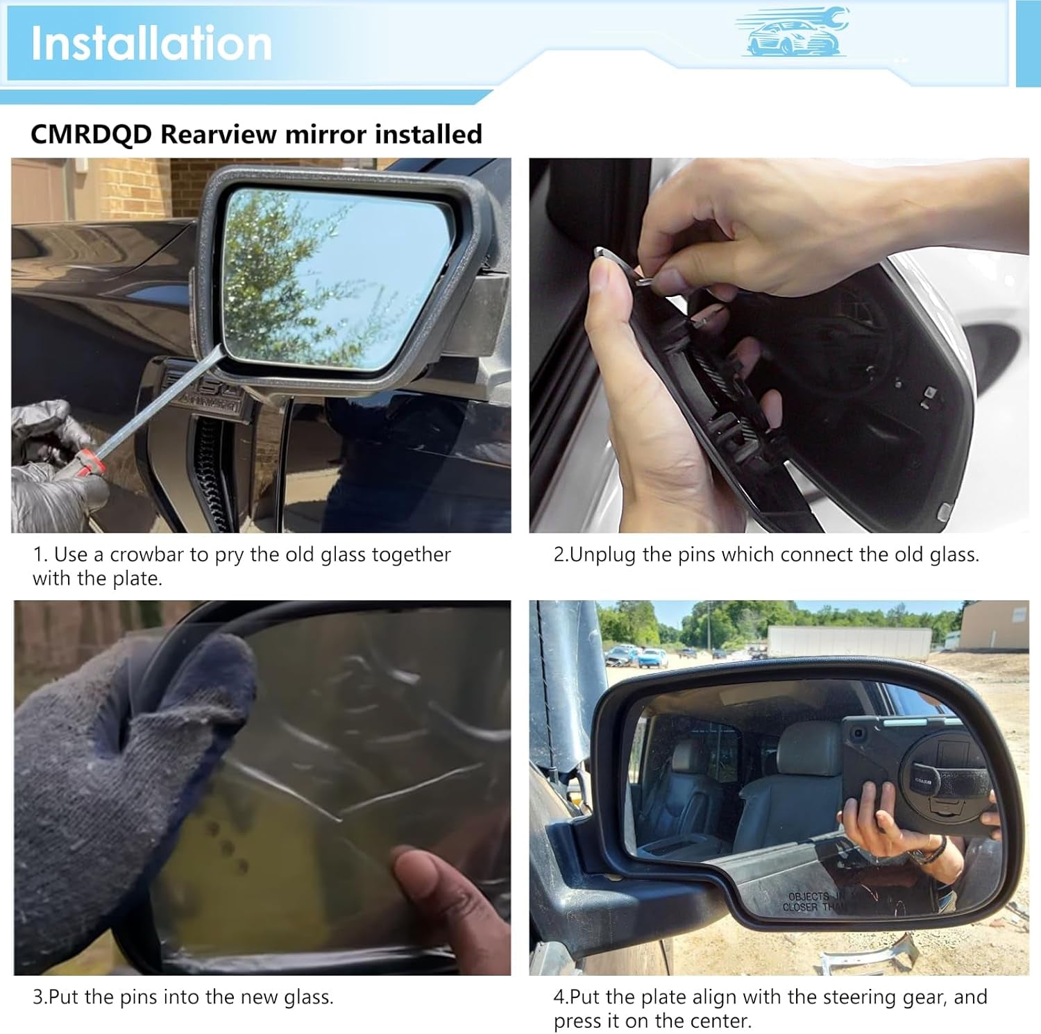 Driver Side Heated Mirror Glass Replacement Compatible with 2003-2006 Escalade, Chevy Avalanche, Silverado, Suburban, Tahoe, GMC Sierra, Yukon, Convex Mirror with Turn Signal (Left) 88944391