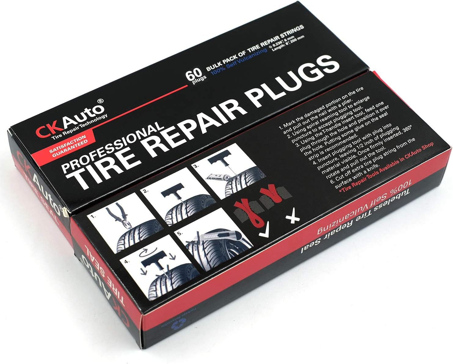 60Pcs 4" Black Tire Repair Strings, Automotive Tool Tire Repair Plugs for Tubeless Off-Road Tires Car, Bike, ATV, UTV, Wheelbarrow, Mower