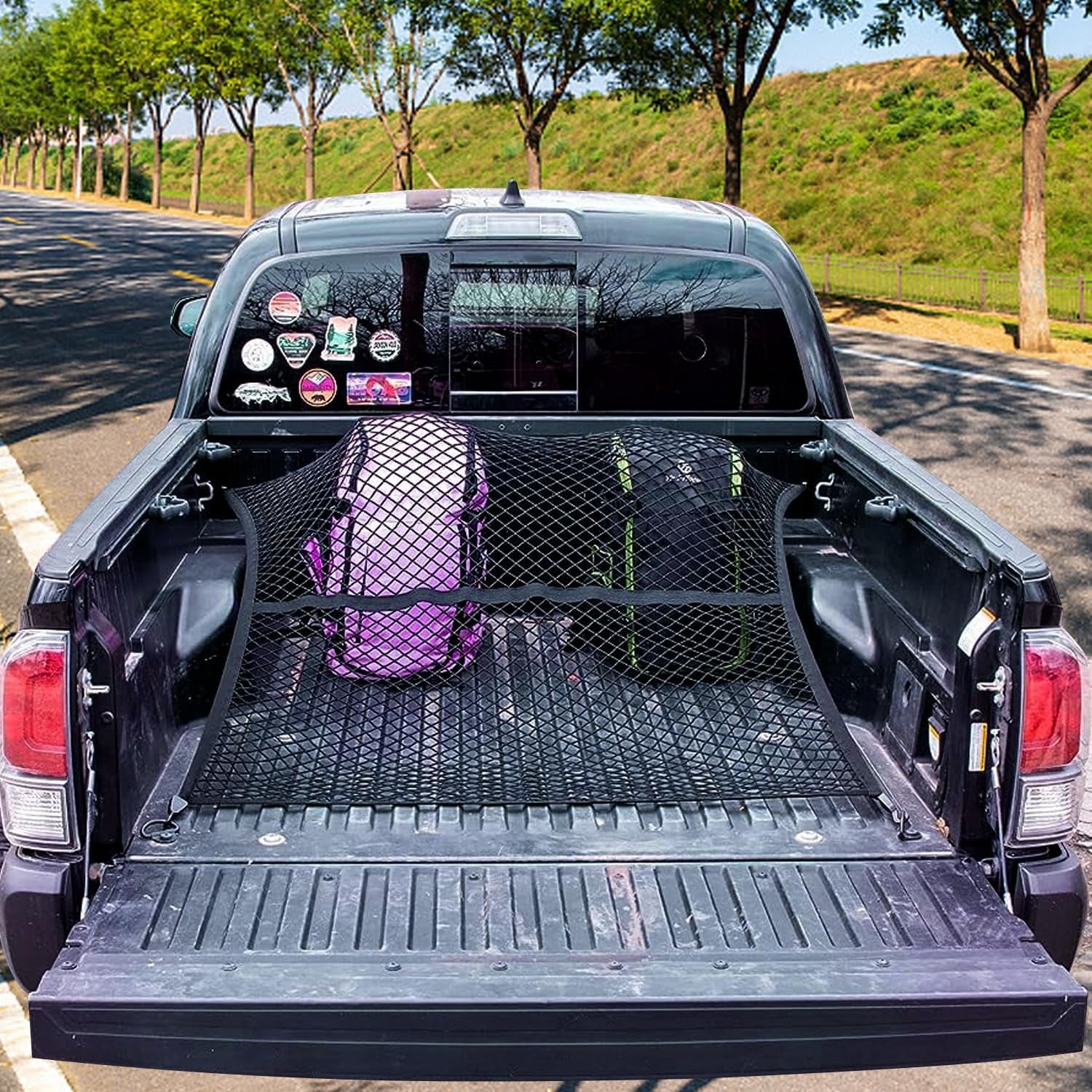 4'X4' High Elastic Truck Bed Cargo Net Stretch to 7' X 7' Bungee Cargo Net, Simple Truck Bed Cargo Mesh Organizer, Suitable for Daily Light Loads of Trucks -Single Layer