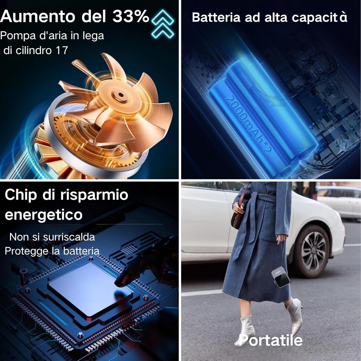 Portable Tire Inflator Air Compressor Small, Efficient, LED Light.Perfect for Car,Bike.Miple Inflation Options.Reliable Performance,Long Battery Life,Accurate Pressure Control