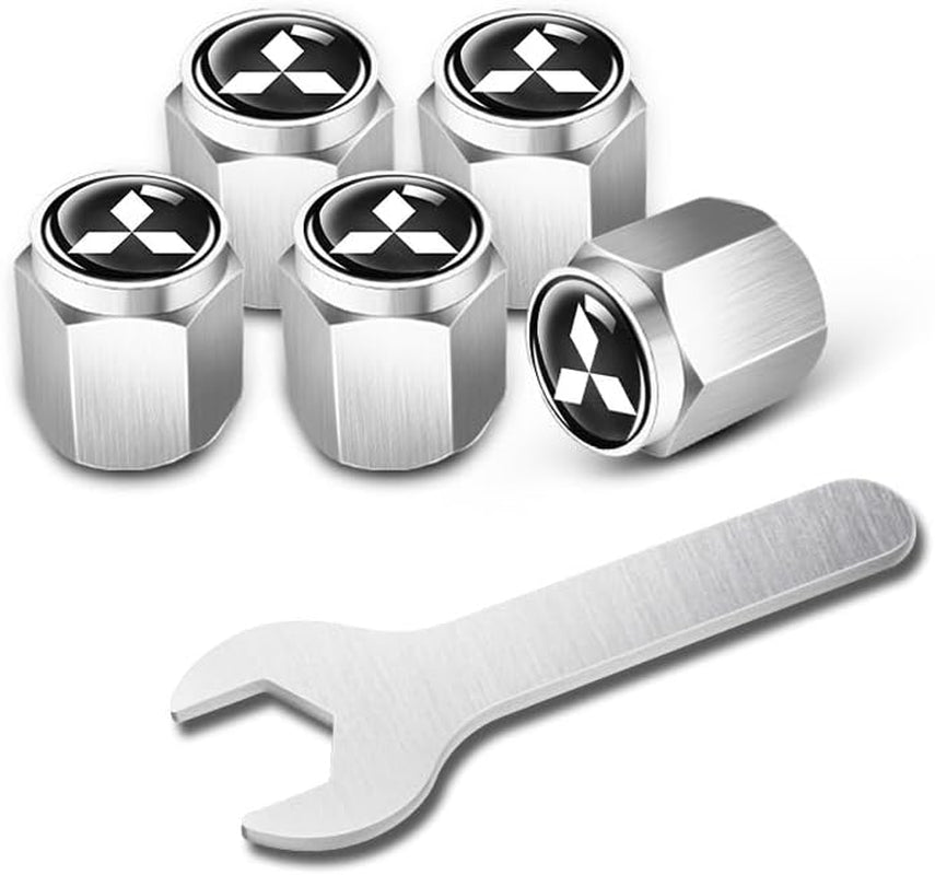 Car Wheel Tire Valve Stem Caps for Mitsubishi Triton 2015-2018, Tire Valve Caps Stem Covers Dust Caps for Car Tyres Car Wheel Air Cover Tire Air Cap Car Accessories,Silver-A