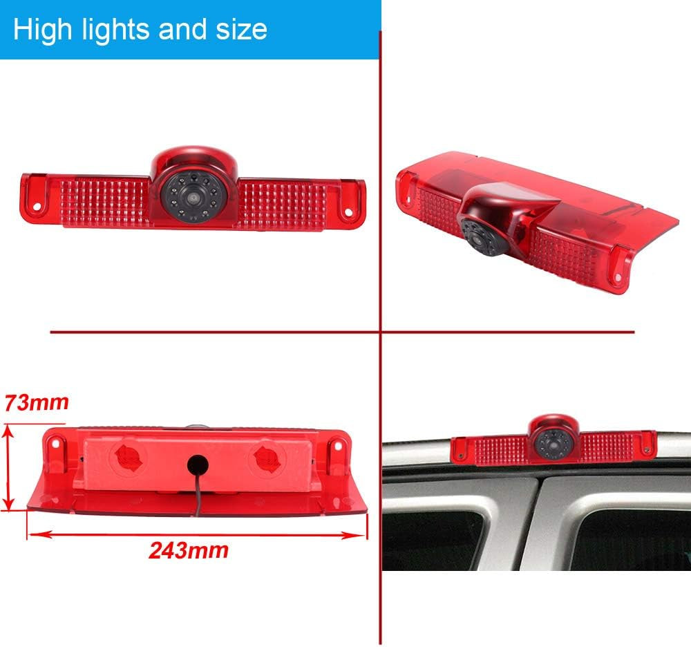 New Version Car Third Roof Top Mount Brake Lamp Camera Brake Light Rear View Backup Camera+4.3" Reverse Screen for Chevrolet Express GMC Savana Vans Exporer Vans Cargo