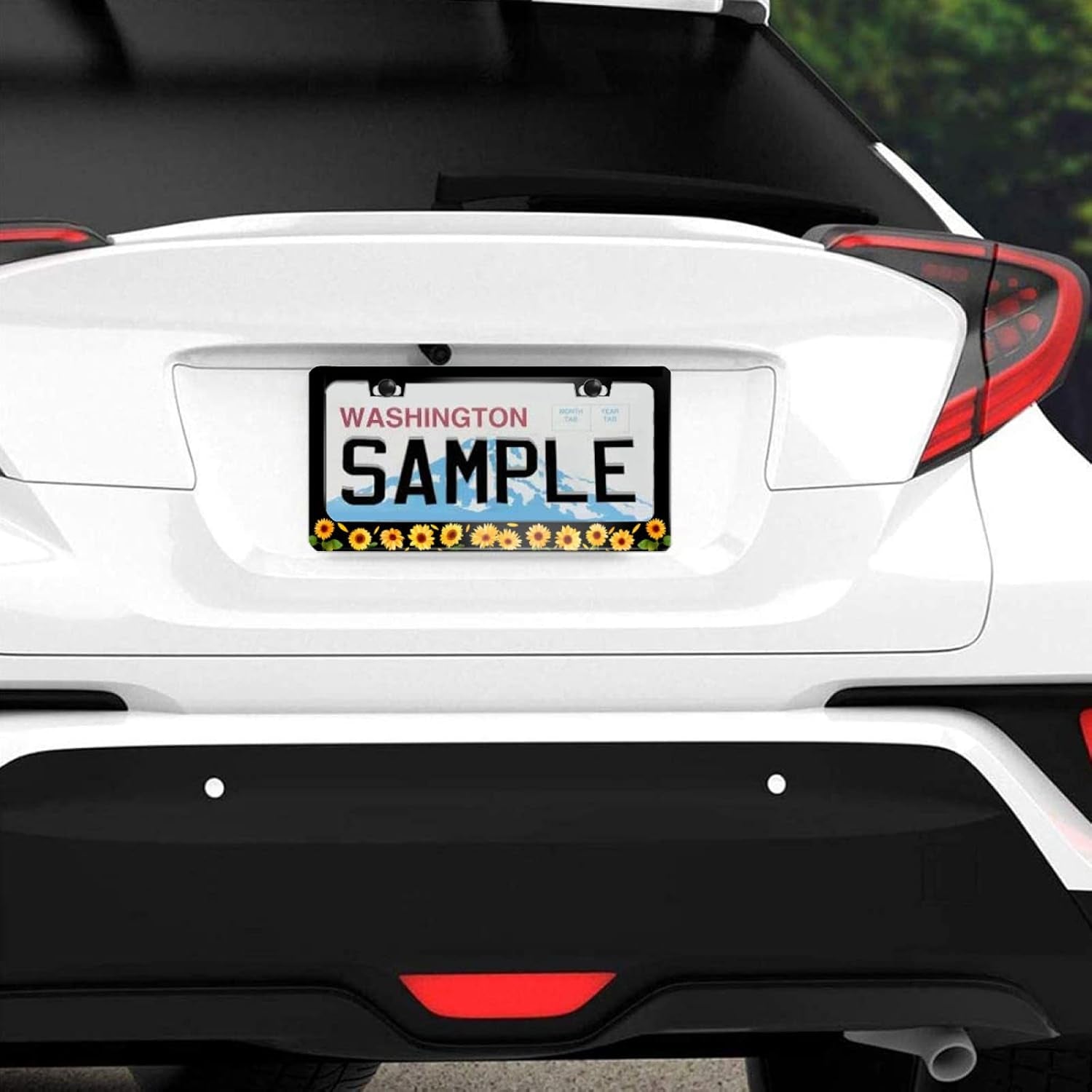 Sunflower License Plate Frame Beautiful Flowers License Plate Frame Floral Stainless Steel for Car Decorative Parts License Plate for Standard Us Canada Holder Unisex 12X6 Inch