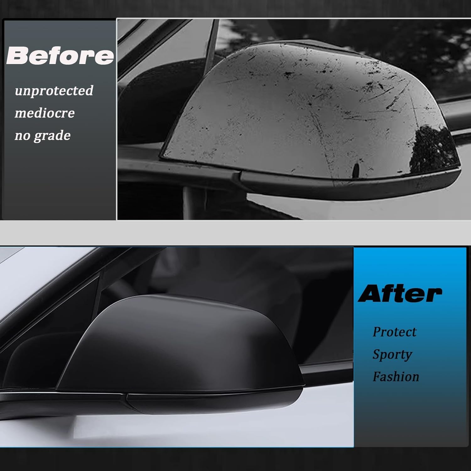 For Tesla Model 3 Rearview Mirror Guard Cover, Side Mirror Cover Exterior Accessories Fit for Tesla Model 3 2017-2025 (Model 3-Matt Black)