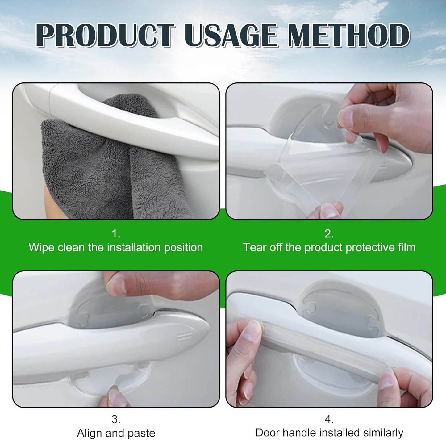 16PCS Car Door Handle Protector, Waterproof Anti-Scratch Paint Invisible Cars Door Handle Bowl Sticker Avoiding Scratches, Auto Exterior Accessories Protection Film for Most Models (Clear Transparent)
