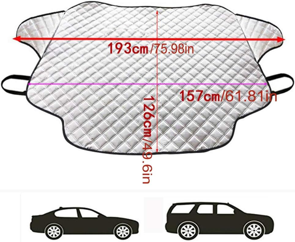 Car Windshield Snow Cover,  Magnetic Thickened Frost Guard Windshield Ice Cover, Fireproof, Waterproof Flame Retardant Fabric Suitable for Winter and Summer - 61.8''X 49.6'' Fits Most Cars