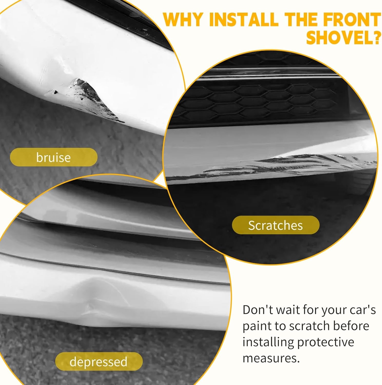 Dodge Charger Front Splitter Protector, Front Bumper Lip Split Protector Dedicated to the 2015-2023 Dodge Charger SRT 392/Scat Pack/Rt Scat Pack 2019-2023 GT/RT (Yellow)