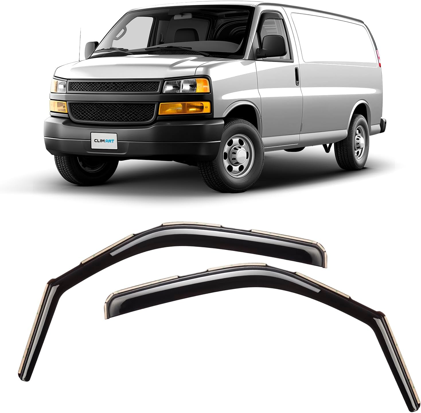 In-Channel Incredibly Durable Rain Guards for Chevrolet Express Van 1996-2025/GMC Savana 1996-2025, Original Window Deflectors, Vent Window Visors, Vent Deflector, 2 Pcs. - 696078LP