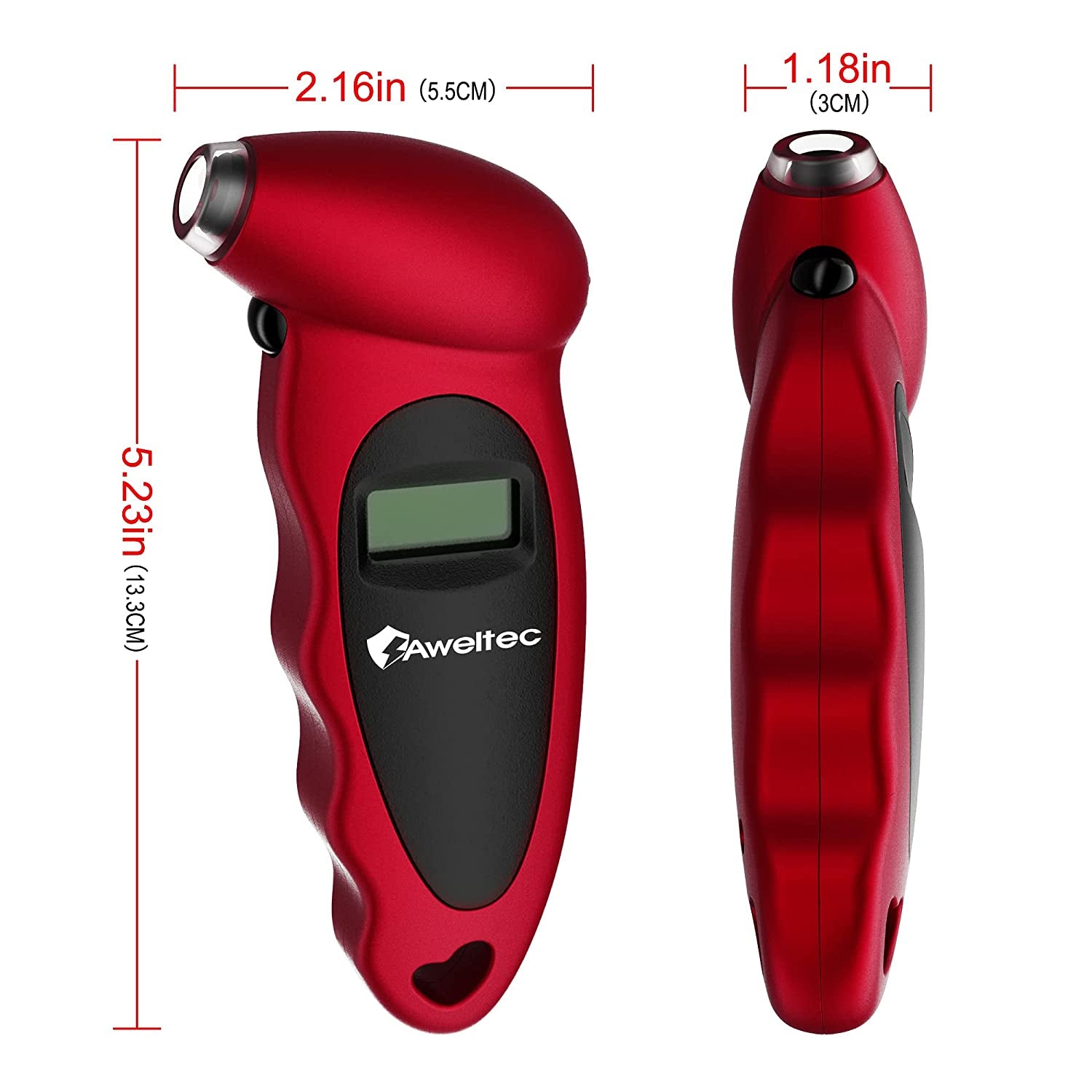 Digital Tire Pressure Gauge 150 PSI, 4 Settings, Tire Gauge for Car, Truck, Motorcycle, Bicycle with Backlit LCD and Non-Slip Grip (Red)