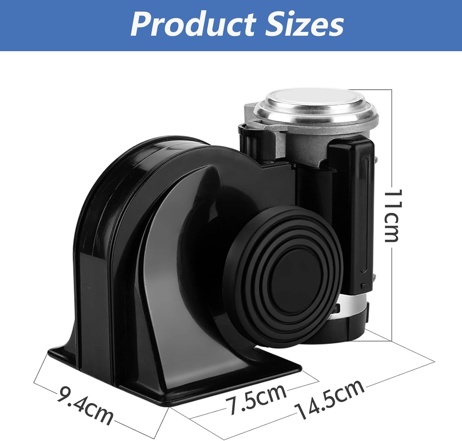 Train Horn Air Horn for Truck, 12V 150DB Snail Electric Train Horn with Automotive Relay and Wiring Harness for Any 12V Vehicles Trucks Motorcycle, Black