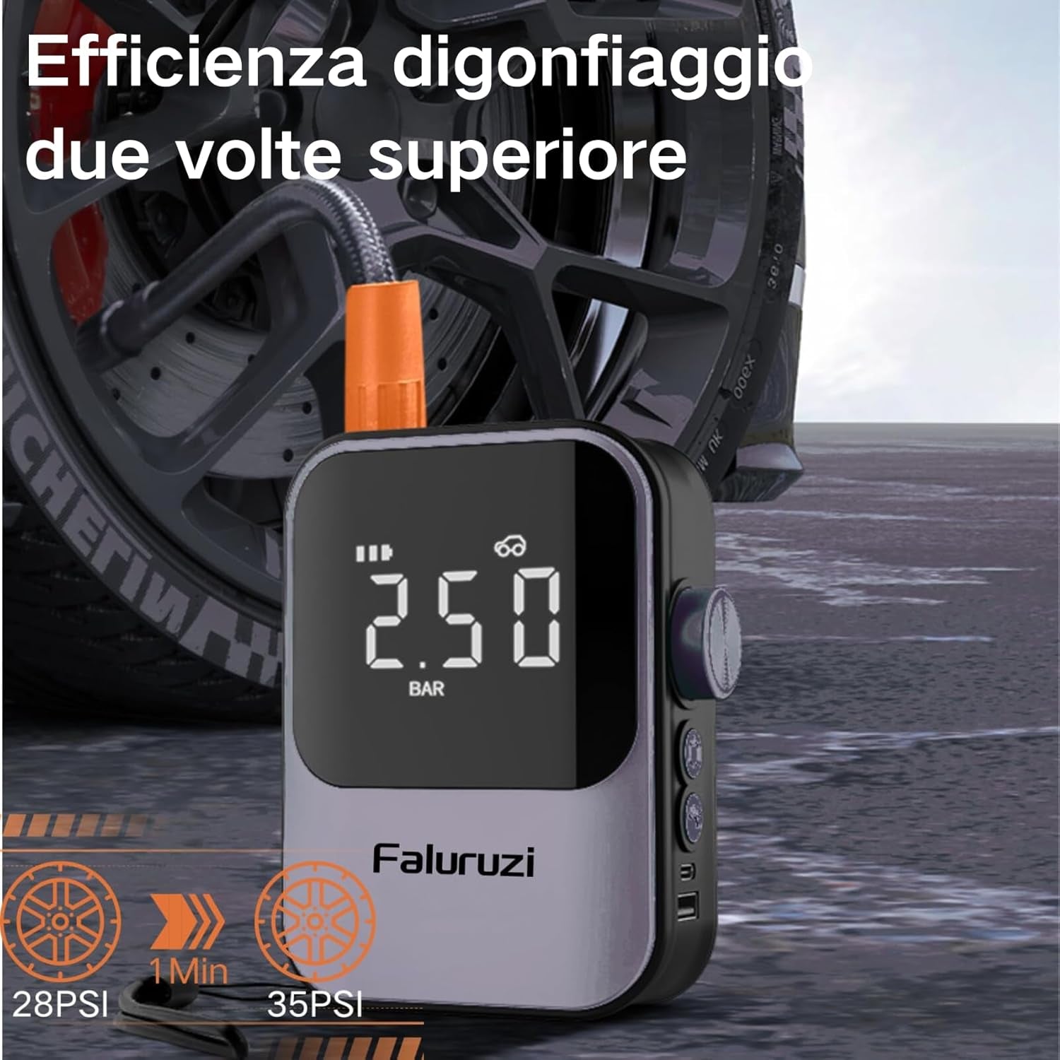 Portable Tire Inflator Air Compressor Small, Efficient, LED Light.Perfect for Car,Bike.Miple Inflation Options.Reliable Performance,Long Battery Life,Accurate Pressure Control