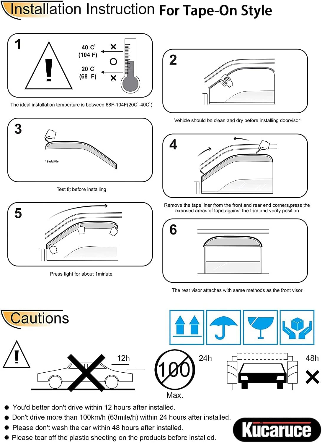 92455 Side Window Wind Vent Deflector, 2Pc Out-Channel Nice Rain Guards Set, Window Visor Fit for 96-20 Chevrolet Express/Gmc Savana 1500/2500/3500 Van,03-09 Kodiak/Topkick C4500/C5500