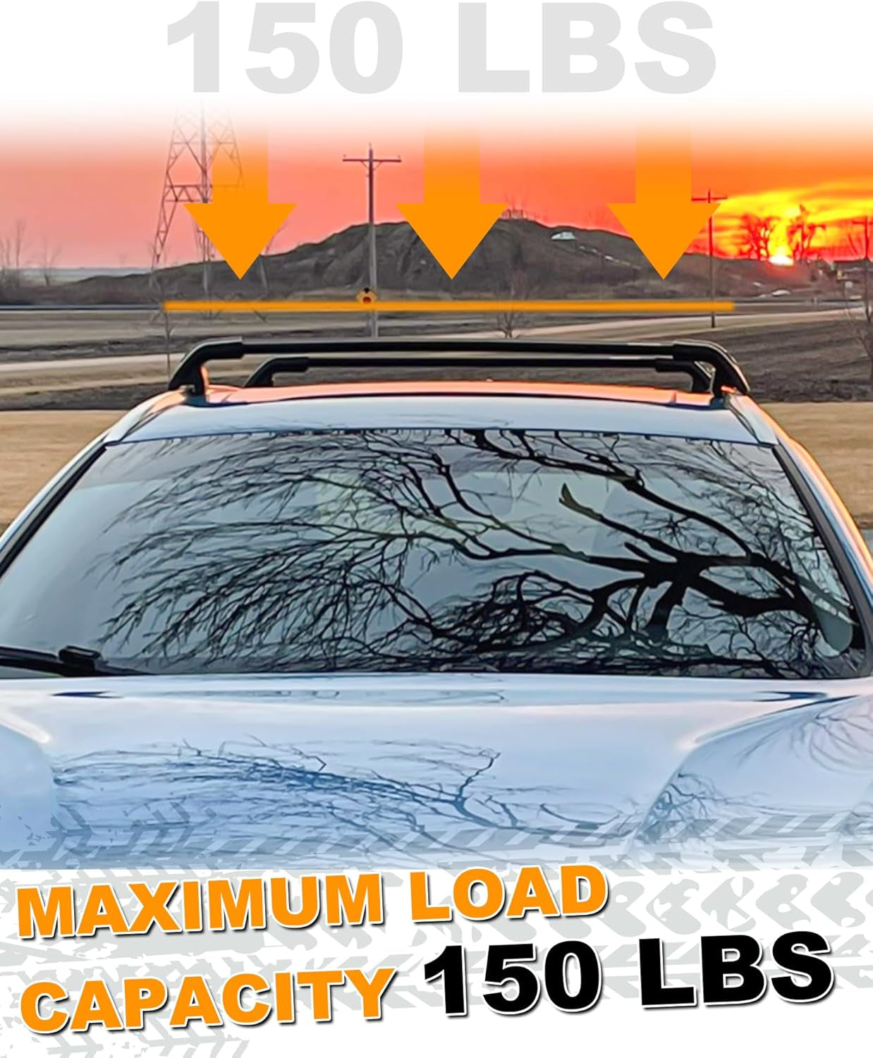 Black Crossbars Fit for 2013-2018 Hyundai Santa Fe Sport Cross Bars Roof Luggagr Rack (ONLY for Model with Side Rails)