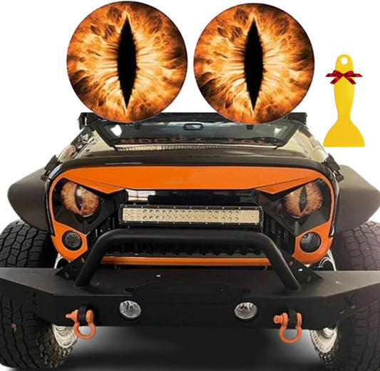 Beast Eyes Headlight Decals Pair, Eyes Decal for Jeep Headlights, round Headlight Decal,3D Stereo Eyes Headlight Decal Stickers, Funny Decals for Truck Car Body Window Bumper Decoration (#04)