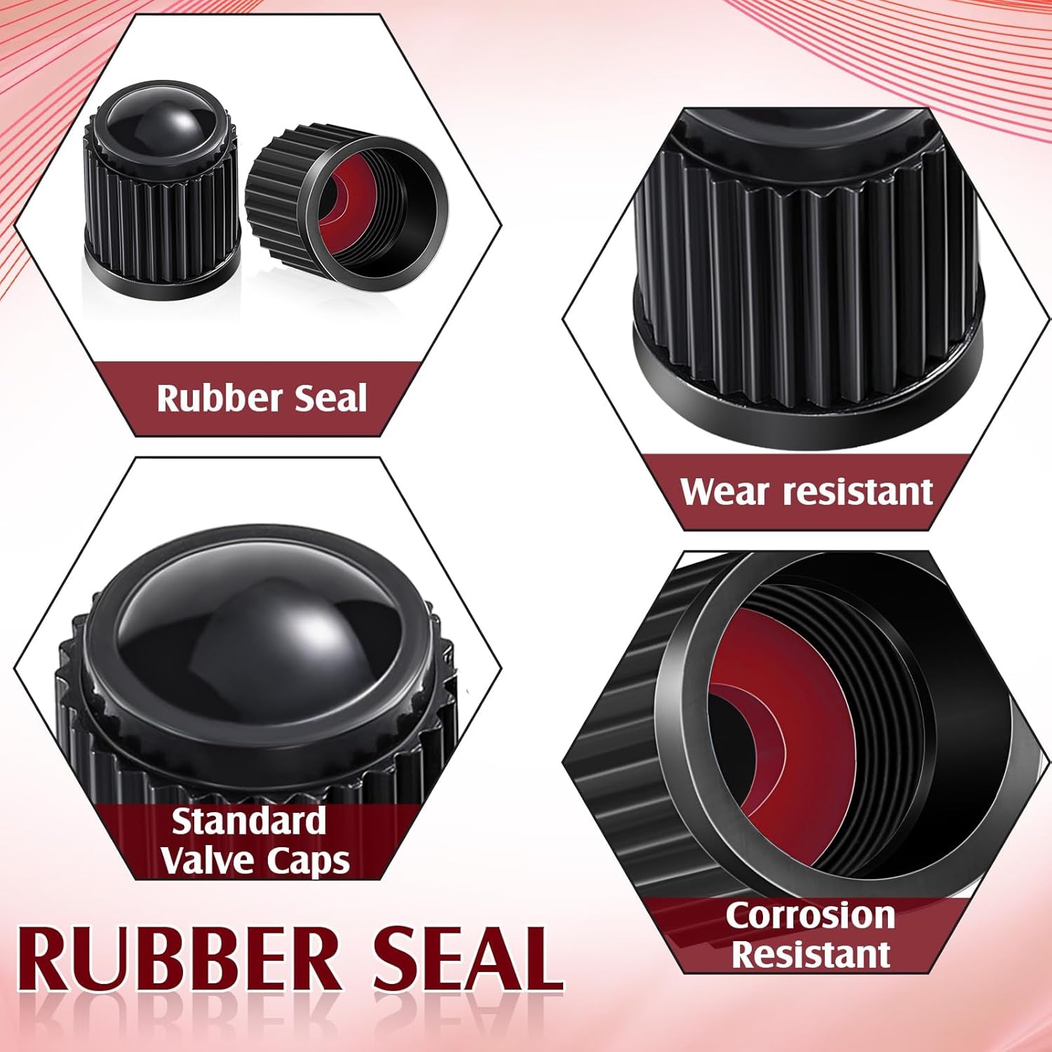 20 Pack Tyre Valve Dust Caps for Car, Motorbike, Trucks, Bike, Bicycle (Black)