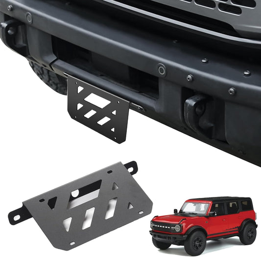 License Plate Bracket for Ford Bronco 2025 2024 2023 2022 2021 2/4-Door, Iron License Plate Frame for Heavy-Duty Modular Bumper Bronco Accessories