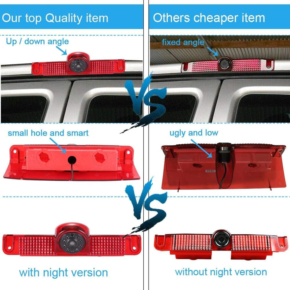 New Version Car Third Roof Top Mount Brake Lamp Camera Brake Light Rear View Backup Camera+4.3" Reverse Screen for Chevrolet Express GMC Savana Vans Exporer Vans Cargo